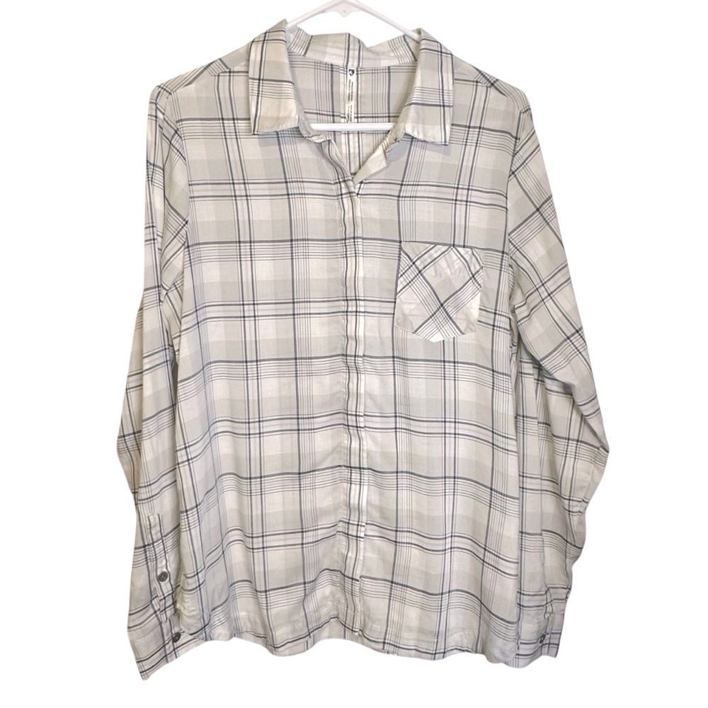 Kuhl Hadley Plaid Button Up Shirt Moonlight #8049 100%‎ Tencel Large Gorpcore